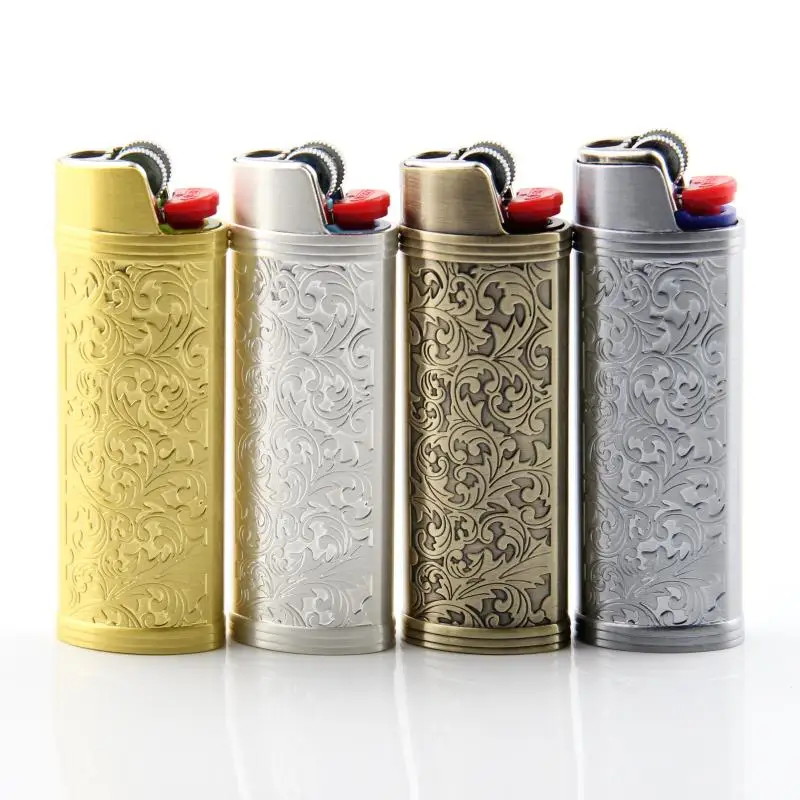 A set of Metal Full Size Lighter Case Large Cover For Bic Lighter J6 Bic Lighter Accessories