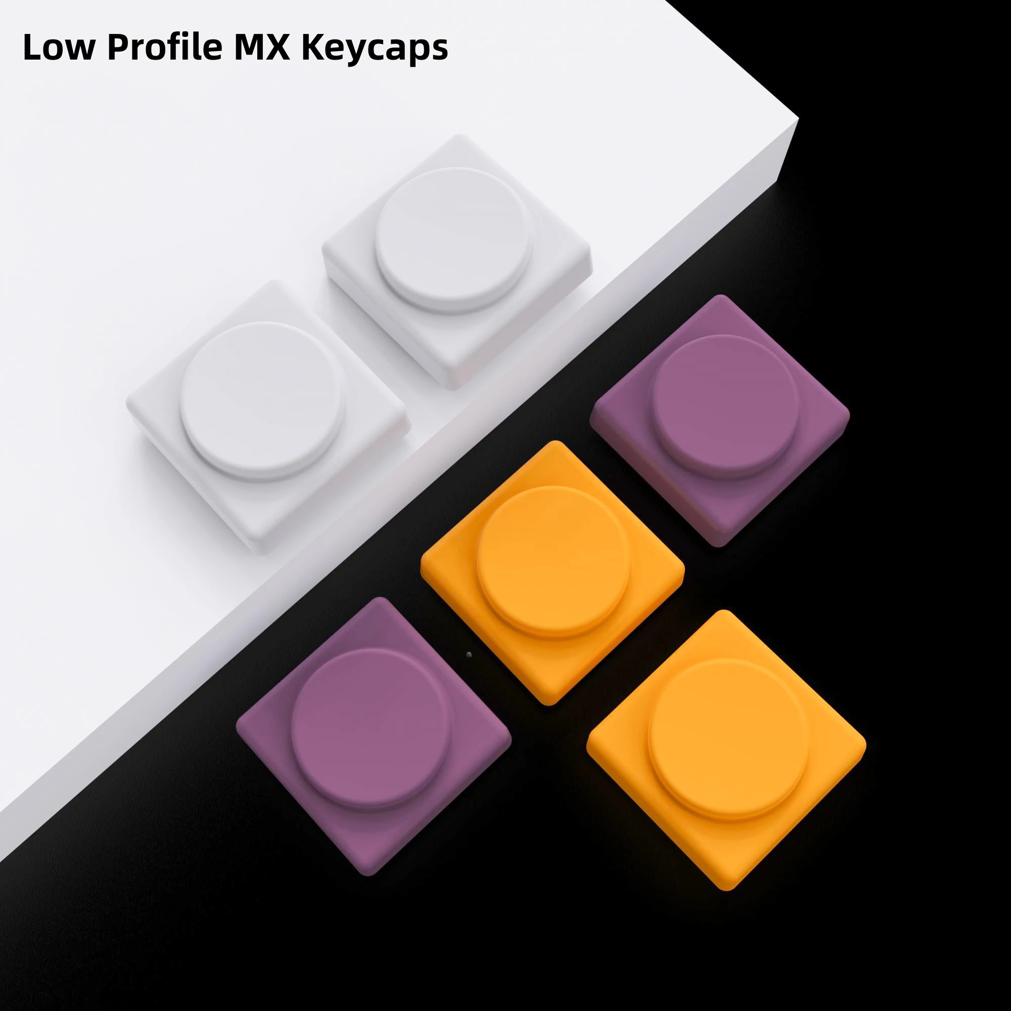 7PCS CHOSFOX Keycaps Low Profile ABS Keycaps for Gateron Low Profile MX Switch Mechanical Keyboard Ultra Thin Purole Yellow Grey