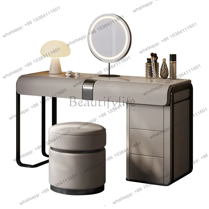 

Light luxury modern rock slab dresser minimalist small apartment storage integrated