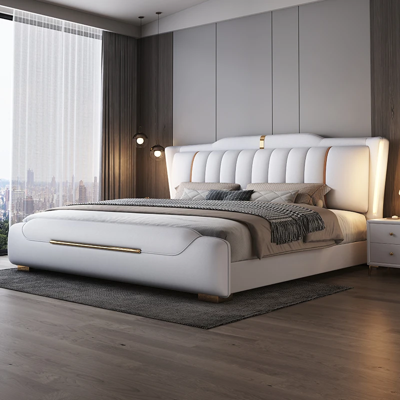 Contact surface dermis Double Bed Frame Luxury Nordic Wooden Frame Double Bed Unique Modern Cama De Casal Bedroom Furniture