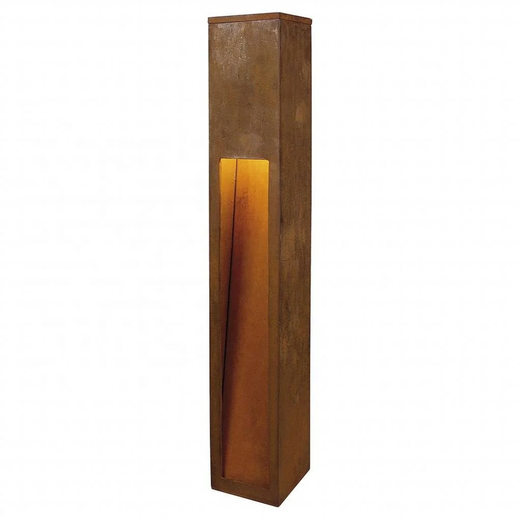 Rusty Corten Metal Square Type 800mm Height LED Bollard Light