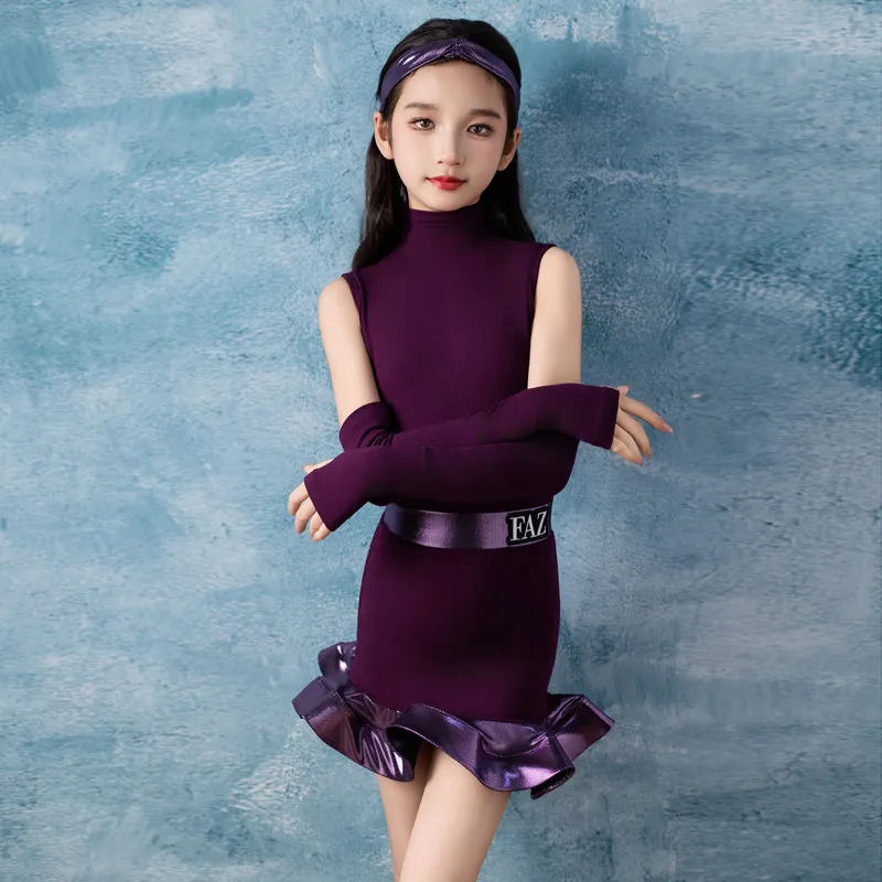 

Платье для латиноамериканских танцев, тренировочное платье для девочек, детское высококачественное тренировочное платье, комплект с юбкой для танцев в продаже