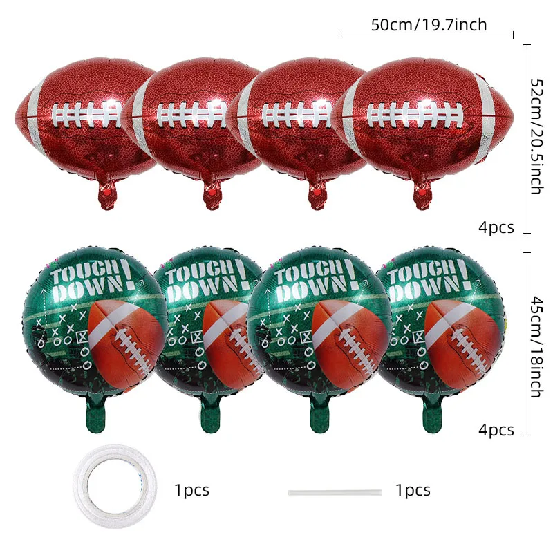 10-teiliges Sport-Luftballons-Set aus Aluminiumfolie – Fußball-, Basketball-, Rugby- und Baseball-Designs – perfekt für Sport-Themenpartys – Detail 11