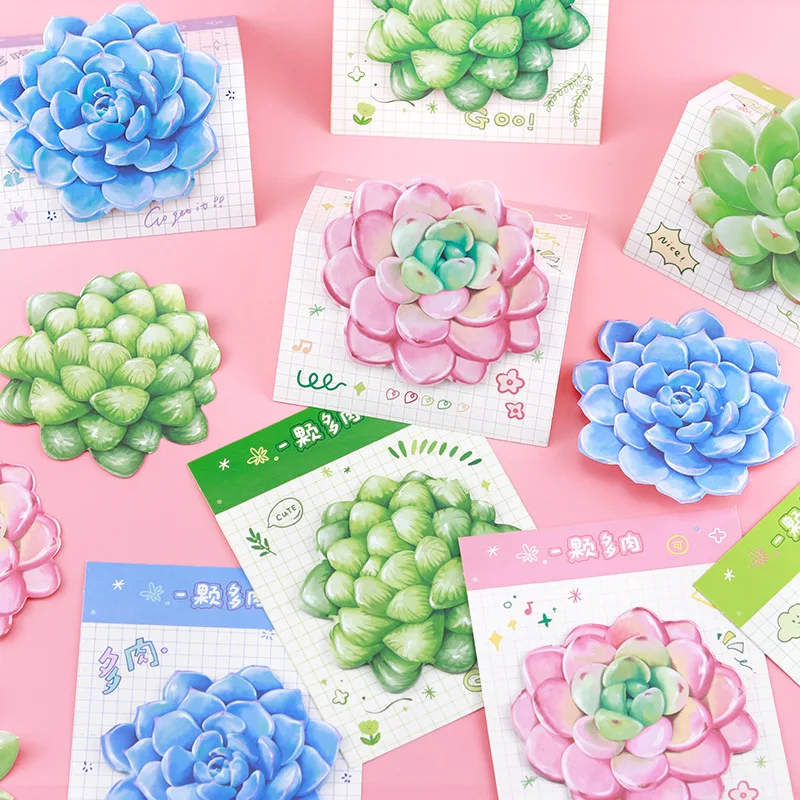 60pcs/lot Kawaii Succulent Plants Memo Pad Cute N Times Sticky Notes Notepad Bookmark Stationery Stickers Gift School Supplies