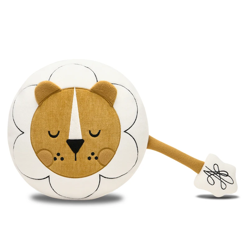 Lion Pillows Kawaii Gift Cushion Round Cushions Yellow Embroidery Decorative Pillow For Sofa Bedding Home Decorate