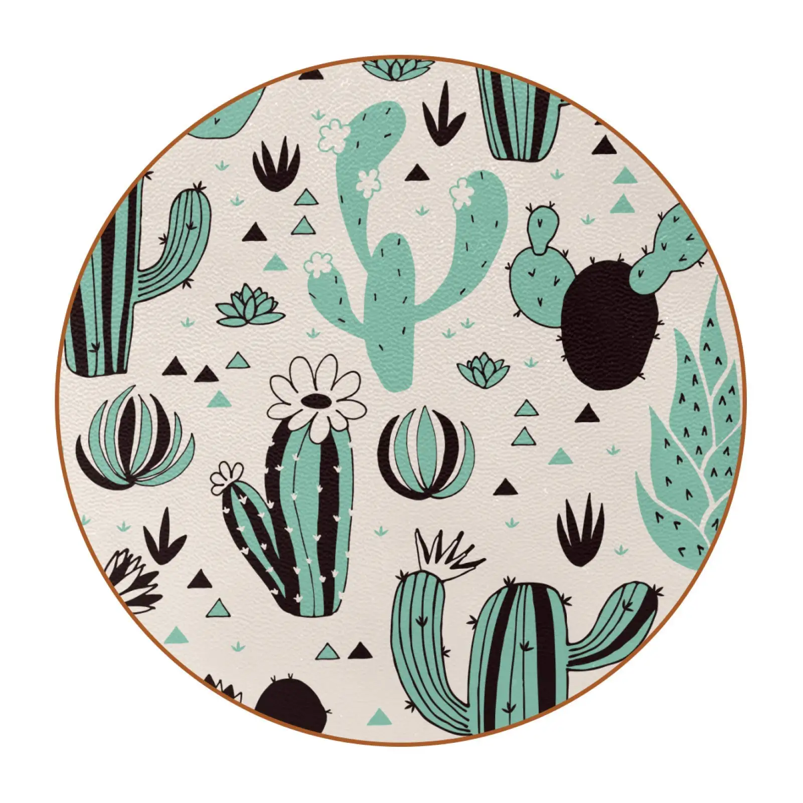 Hand Draw Cactus Hat Chili Pattern Ceramic Coasters for Drinks Round Absorbent with Holder for Kinds of Mugs Coasters for Home