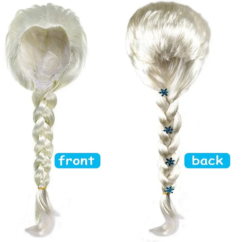 Princess Elsa Cosplay Accessories Gloves Wand Crown Jewelry Set Elsa Wig Braid For Snow Queen Princess Dress Clothes Cosplay