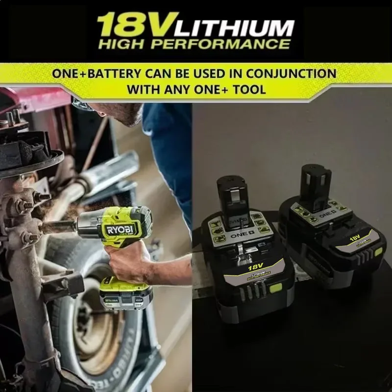 Utilizado para RYOBI ONE + batería de litio de alto rendimiento de 18 V de baja autodescarga, adecuada para todas las herramientas ONE + P104, P107