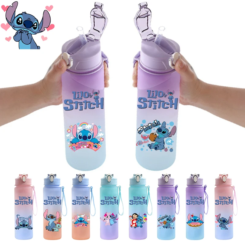 750ML Disney Lilo Stitch Water Bottle Large Capacity Drinking Portable Cartoon Anime Outdoor Sport Water Cup Children Kid Gift