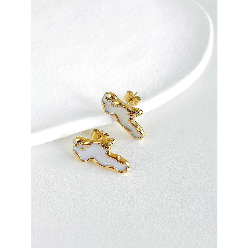 

ENFASHION Gold Color Rock Earrings For Women Pendientes Piercing Stud Earings Stainless Steel Irregular Fashion Jewelry E221370