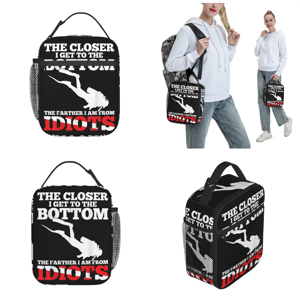 Insulated Lunch Tote Bag Funny Scuba Diving Flag Scuba Diver Gift Merch Storage Food Box New Cooler Thermal Bento Box For School