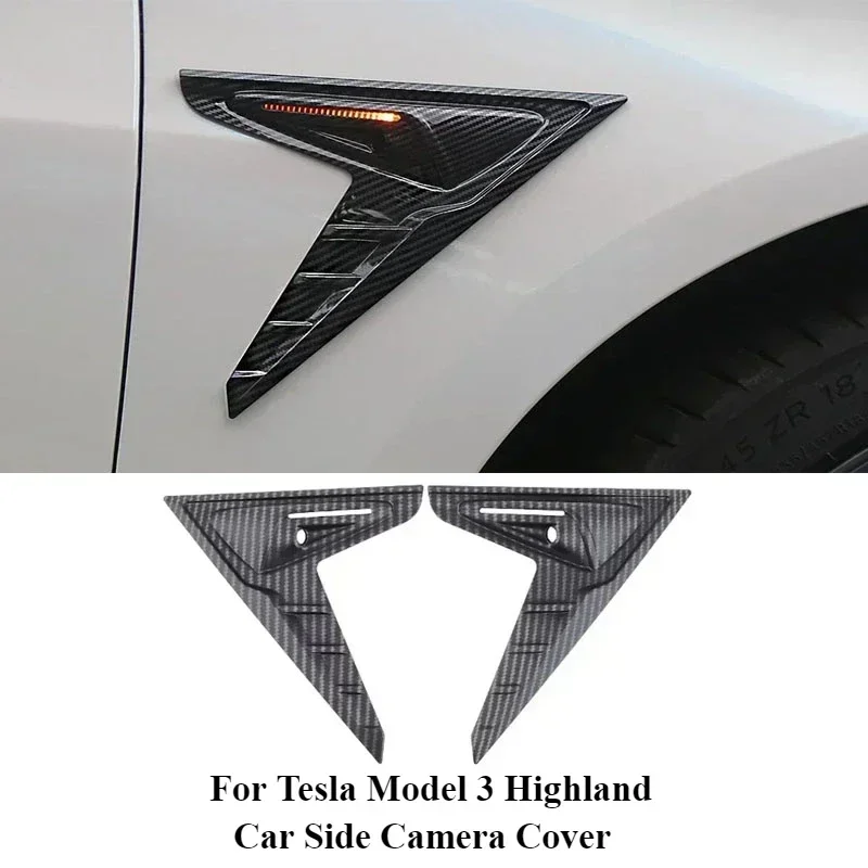 

2pcs Side Camera Cover for Tesla Model 3/Y/3 Highland 2024 Leaf Board Camera Protective Cover Modification Exterior Accessories