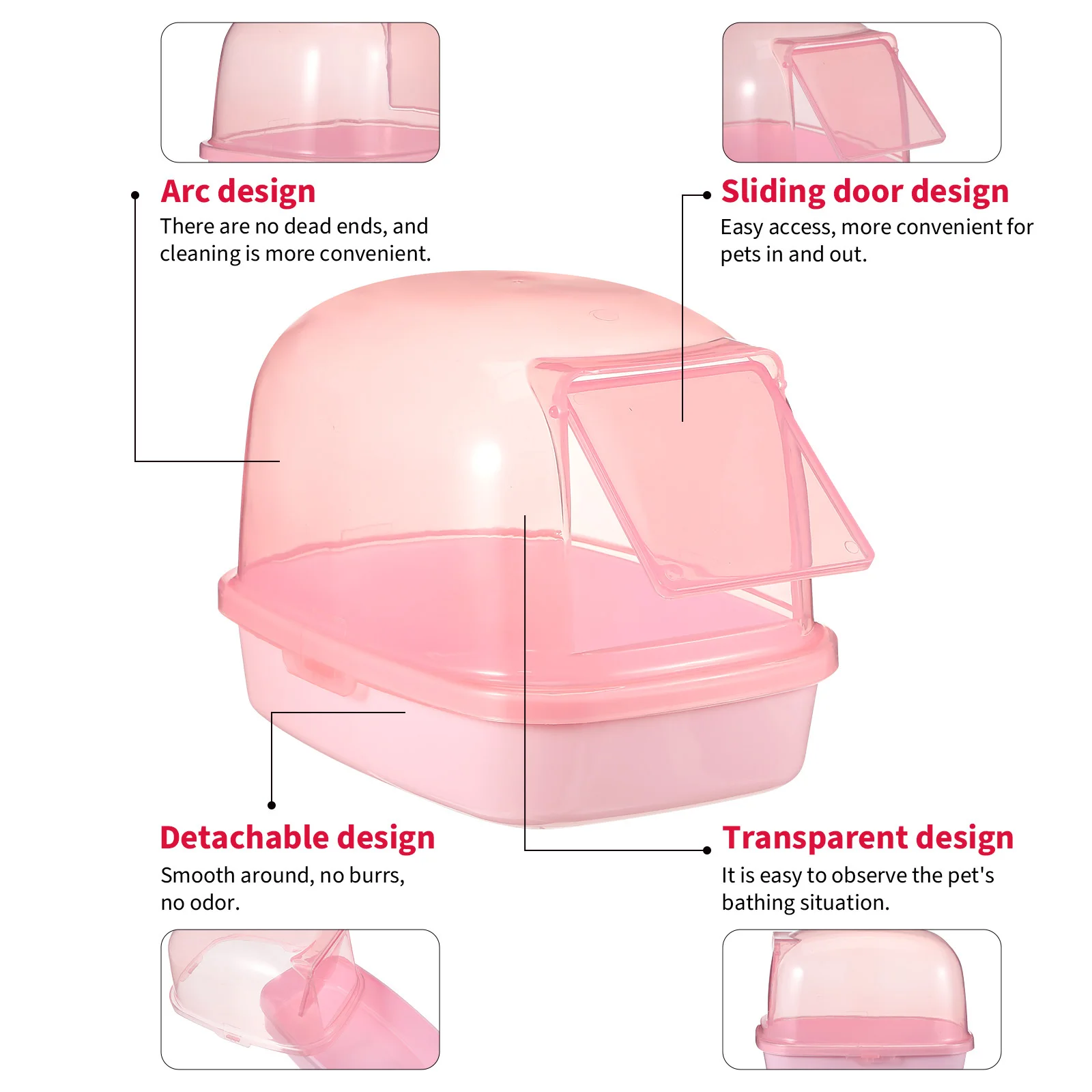 حوض رمل الهامستر البلاستيكي الشفاف لشارينشيلا خنزير غينيا الجرذ جربيل حمام الحيوانات الأليفة الصغيرة قفص قابل لإعادة الاستخدام ملحقات النظافة