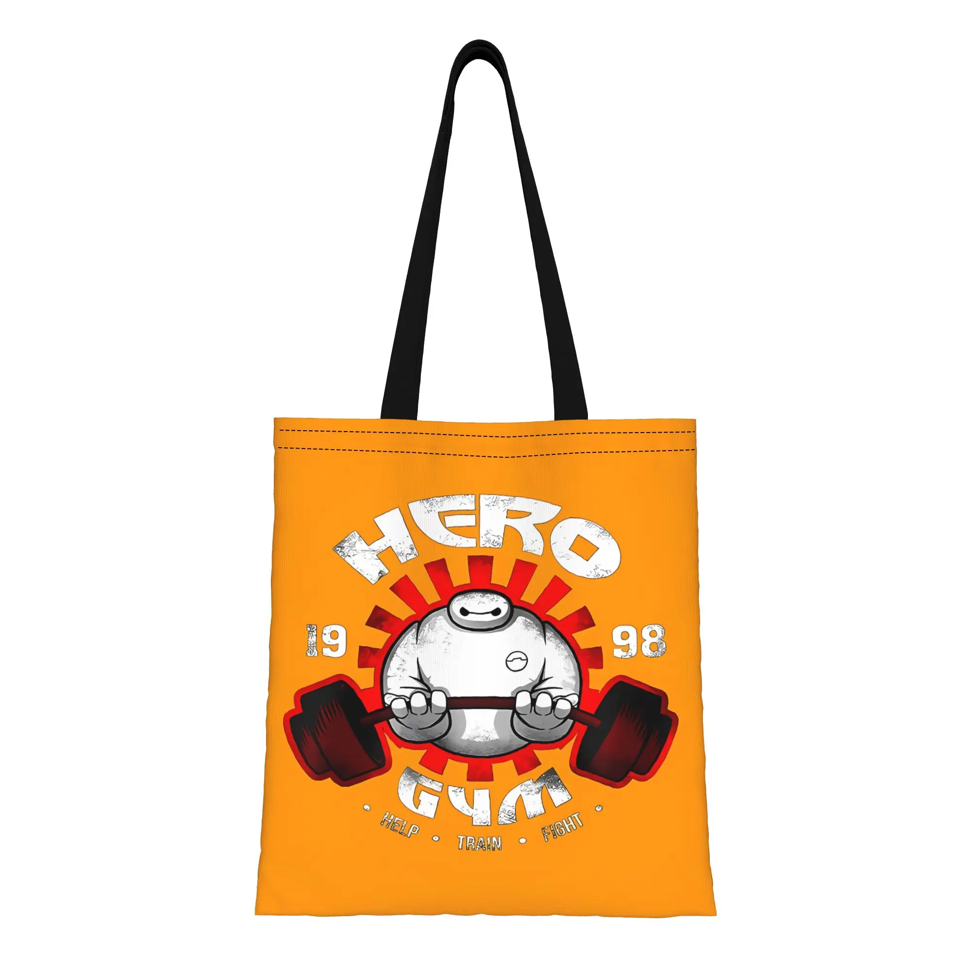 

Сумка-тоут из холщовой ткани Big Hero 6 для спортзала, идеально подходит для путешествий, женская сумка с верхней ручкой, к началу учебного года