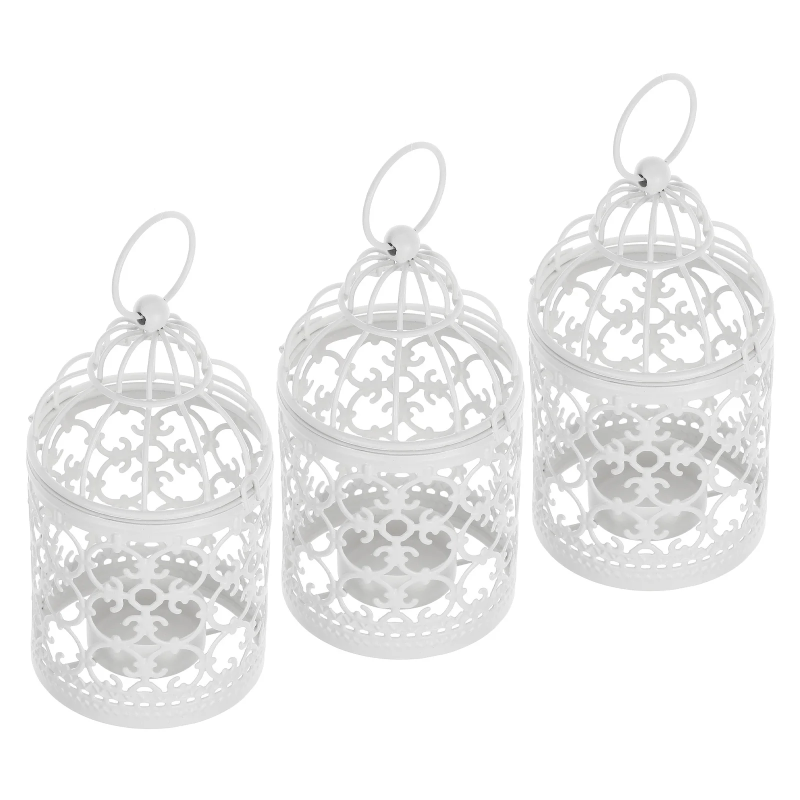 

3Pcs Iron Holders Bird Cage Shape Sticks Home Adornment European Style Candleholder Decorative Centerpiece