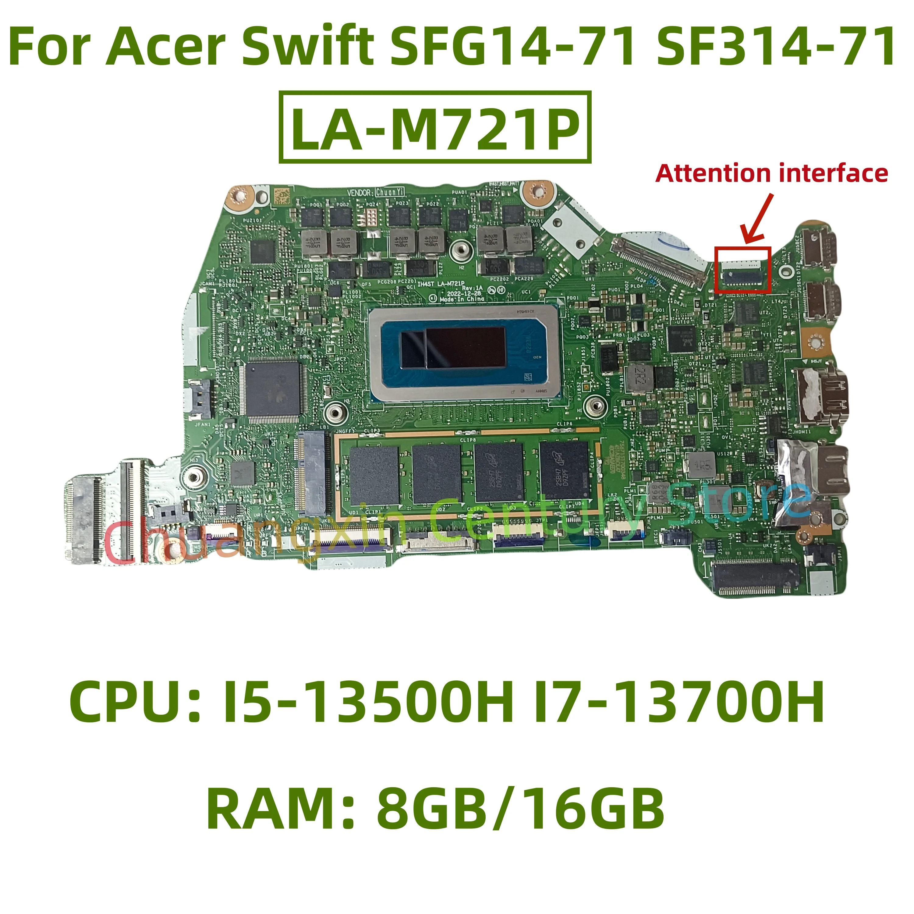 LA-M721P motherboard for Acer Swift SFG14-71 SF314-71 Laptop with CPU: I5-13500H I7-13700H RAM: 8GB/16GB 100% test OK shipping