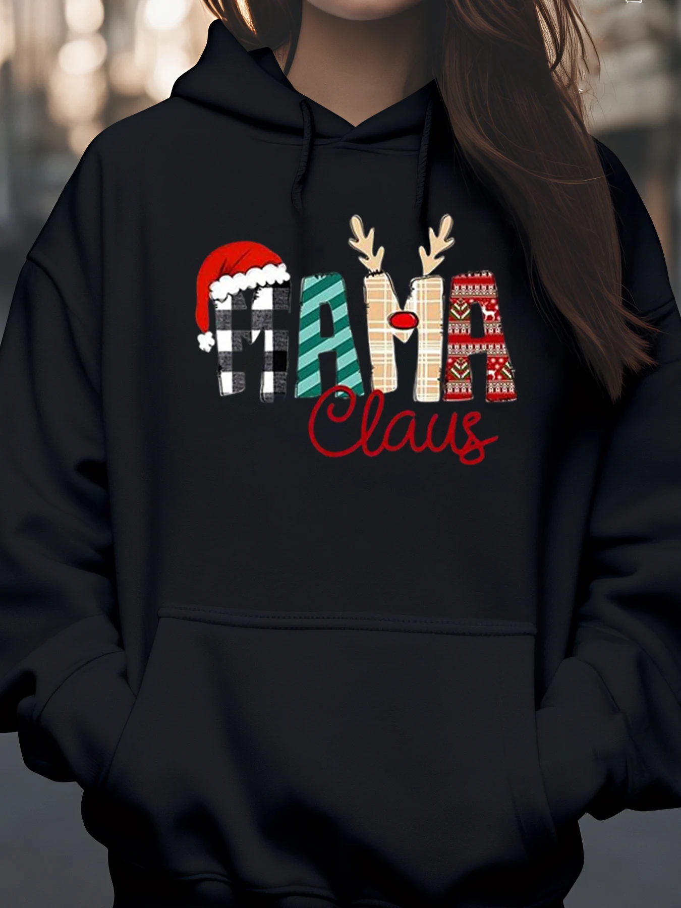 

Рождественская толстовка с рисунком Санта-Клауса, праздничная одежда для женщин