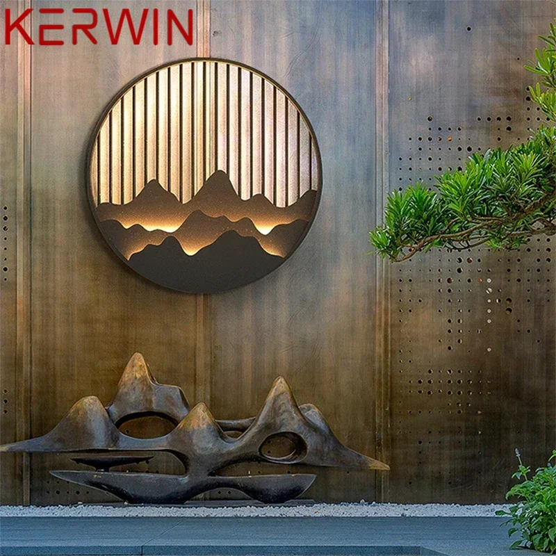 KERWIN Outdoor Mural Lamp LED Creative Circular Landscape Waterproof Mural Outdoor Villa Courtyard Garden Decoration Painting