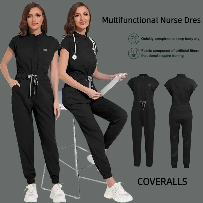 Multicolour Jogger Suit Nurse Scrubs Set Medical Clinical Clothes Doctor Nursing Uniforms Short Sleeve V-neck Tops Pocket Pants