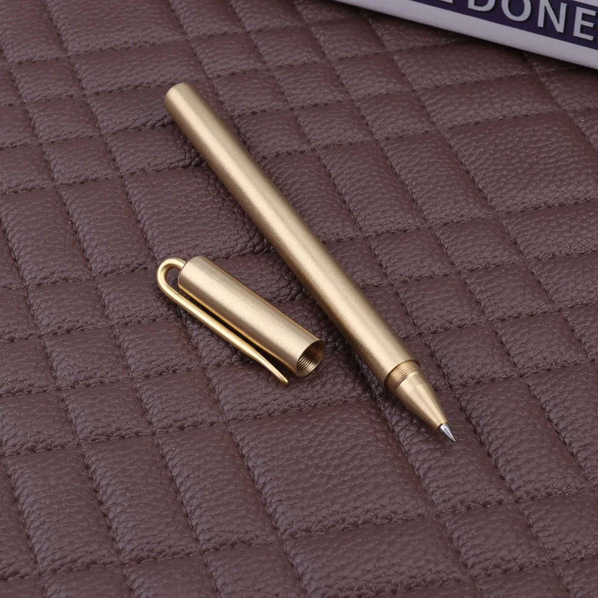 

Metal 14.5X0.9Cm 0.5Mm Black Ink Solid Brass Sign Pen Fine Tip Gel Pen Office Supplies Gift Pens For Birthday Christmas