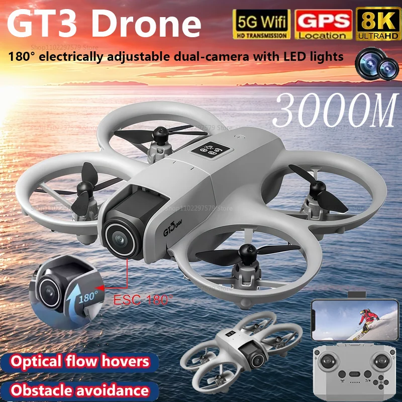 

Мини GT3 RC Дрон 8K WIFI GPS Профессиональный HD Аэрофотосъемка Пульт дистанционного управления Самолет HD Двойная камера Квадрокоптер БПЛА Игрушки Подарки