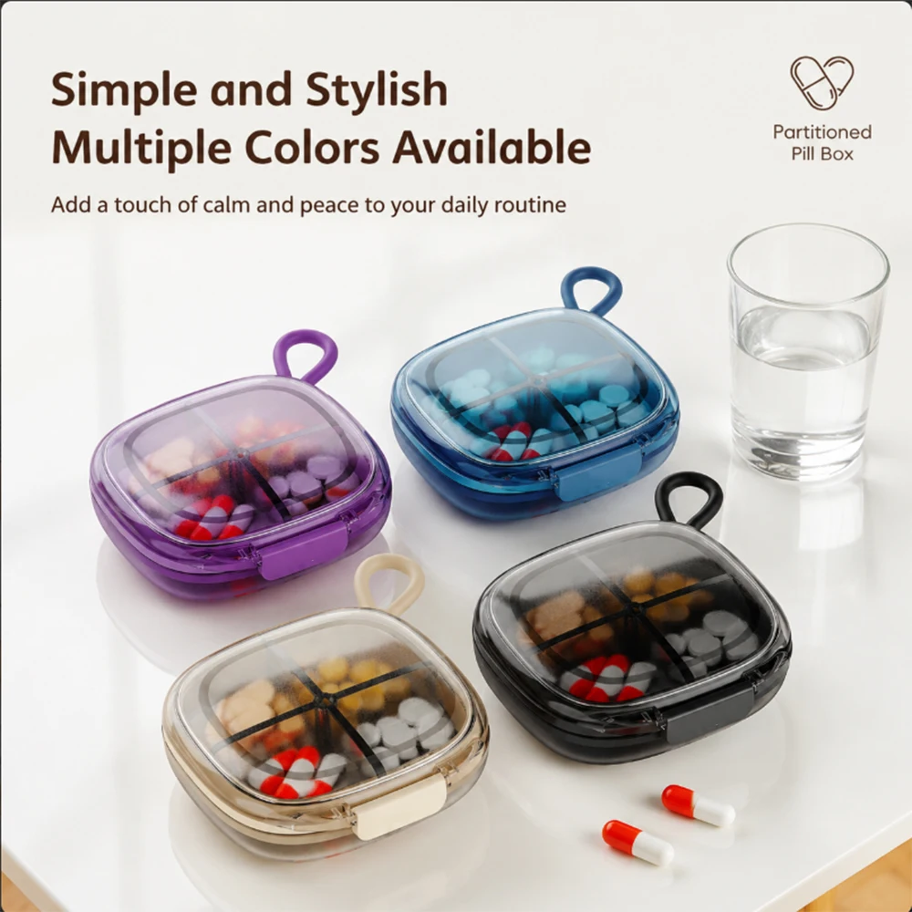 4/6 Compartment Small Pill Box Portable Medicine Vitamin Fish Oil Holder Container for Pocket Purse Supplement Box Fish Oil Box