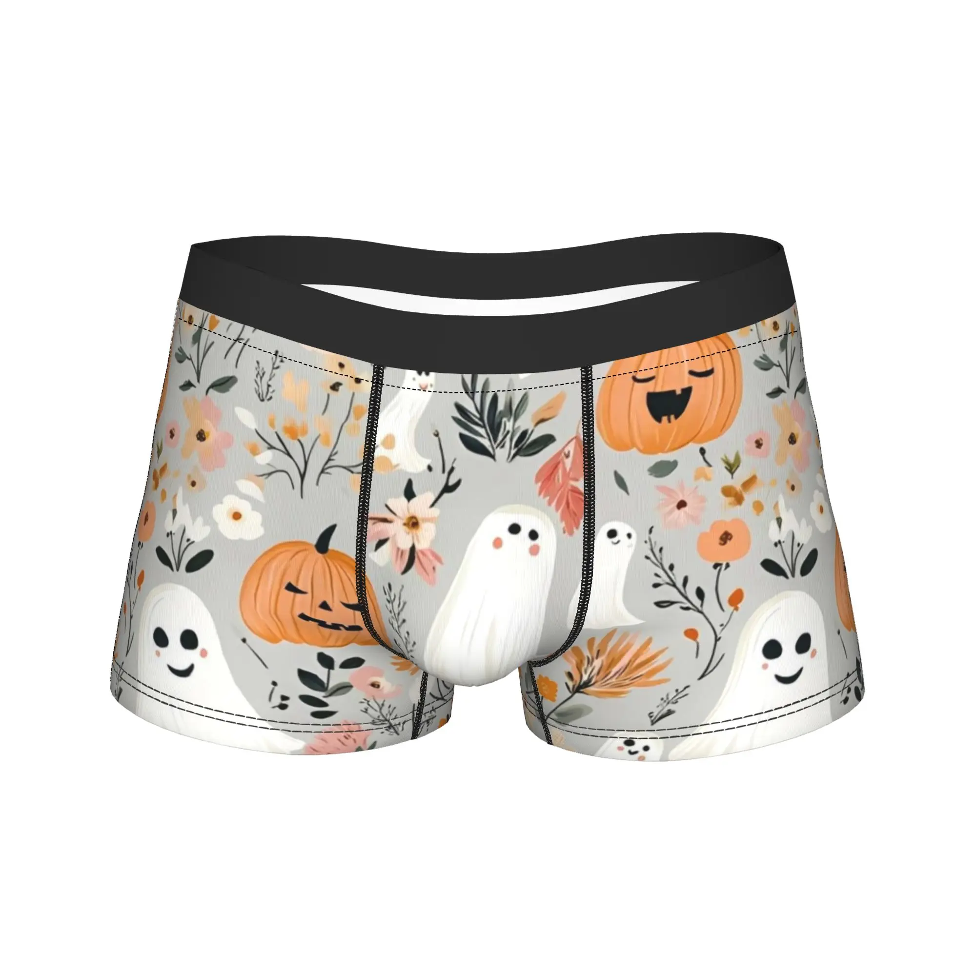 Men Halloween Ghosts Foral Boxer Briefs Shorts Panties Soft Underwear Pumpkin Male Funny S-XXL Underpants