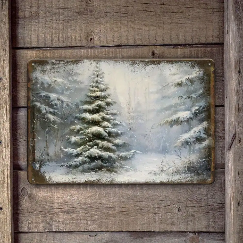 Vintage-Weihnachtsbaum-Metallblechschild, 20,3 x 30,5 cm, rustikales Bauernhaus, Urlaubsdekoration, Innen- und Außenwandkunst für Zuhause, Bar, Café