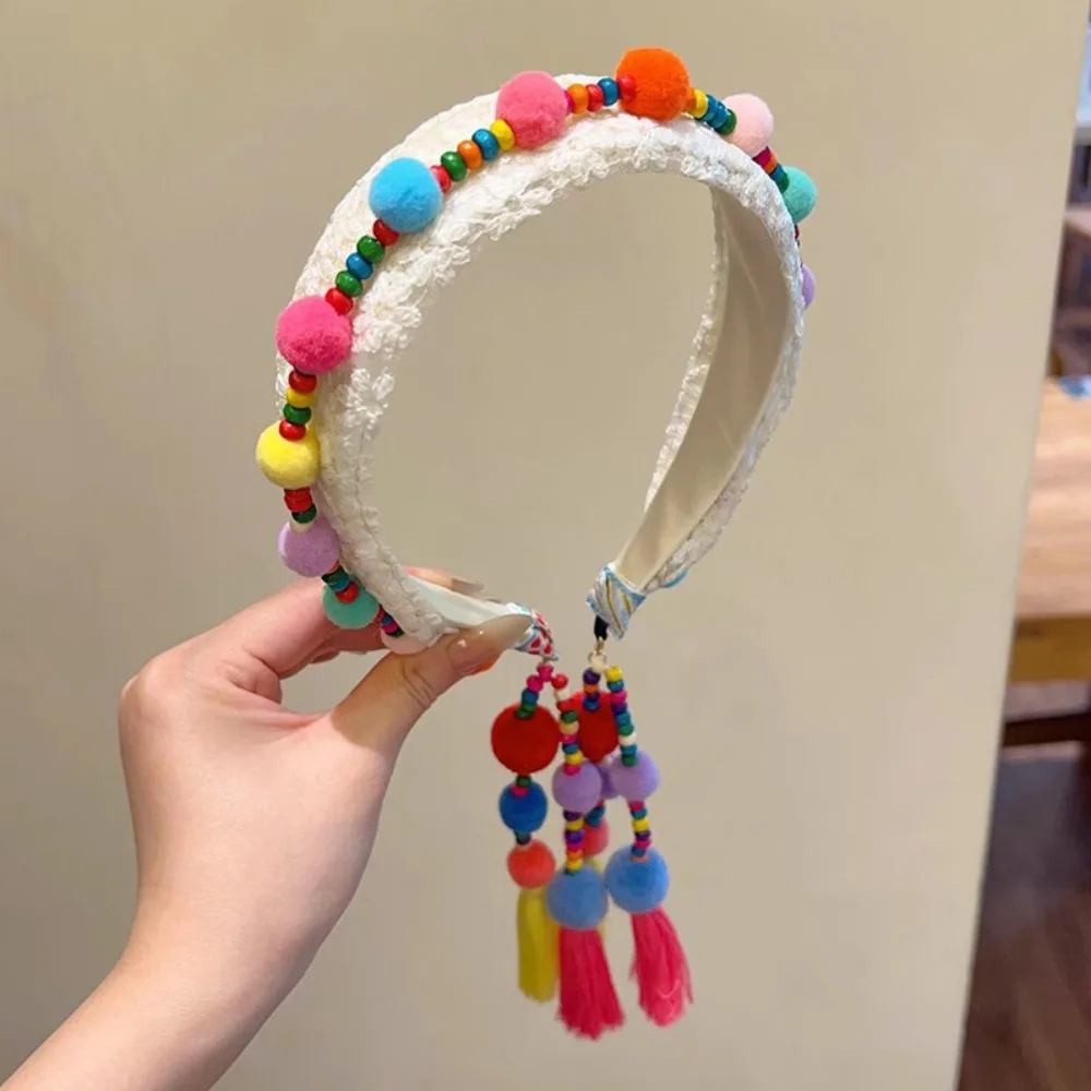 

Элегантная повязка на голову в экзотическом этническом стиле в стиле ретро, повязка на голову с кисточками, тканевые головные уборы, богемные повязки на голову для детей