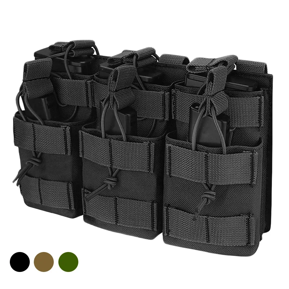 Tactical Molle Pouch Triple Magazine Pouch Double-Layer Mag Pouches Universal Cartridge Holder for M4 M14 M16 AK AR