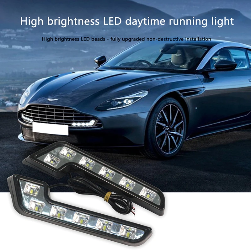 1 قطعة النهار تشغيل 12 فولت 6 أضواء LED L على شكل مصباح قيادة النهار تشغيل الضباب ضوء مقاوم للماء سيارة LED استبدال المصباح