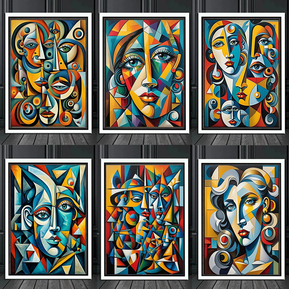 

Picasso's iconic Cubism Canvas Painting Abstract Geometry Women's Portrait Posters Printmaking Wall Art Living Room Home Decor