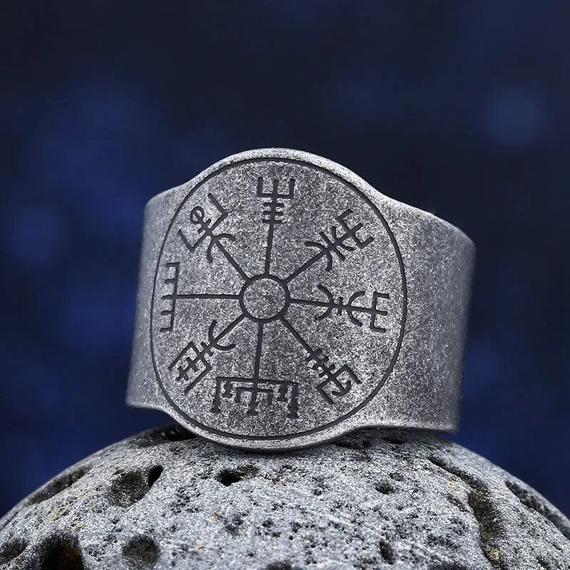 2024 New 316L Stainless Steel Viking Runes Odin Compass Ring For Man Women Party Gift Fashion Jewelry