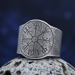 2024 New 316L Stainless Steel Viking Runes Odin Compass Ring For Man Women Party Gift Fashion Jewelry