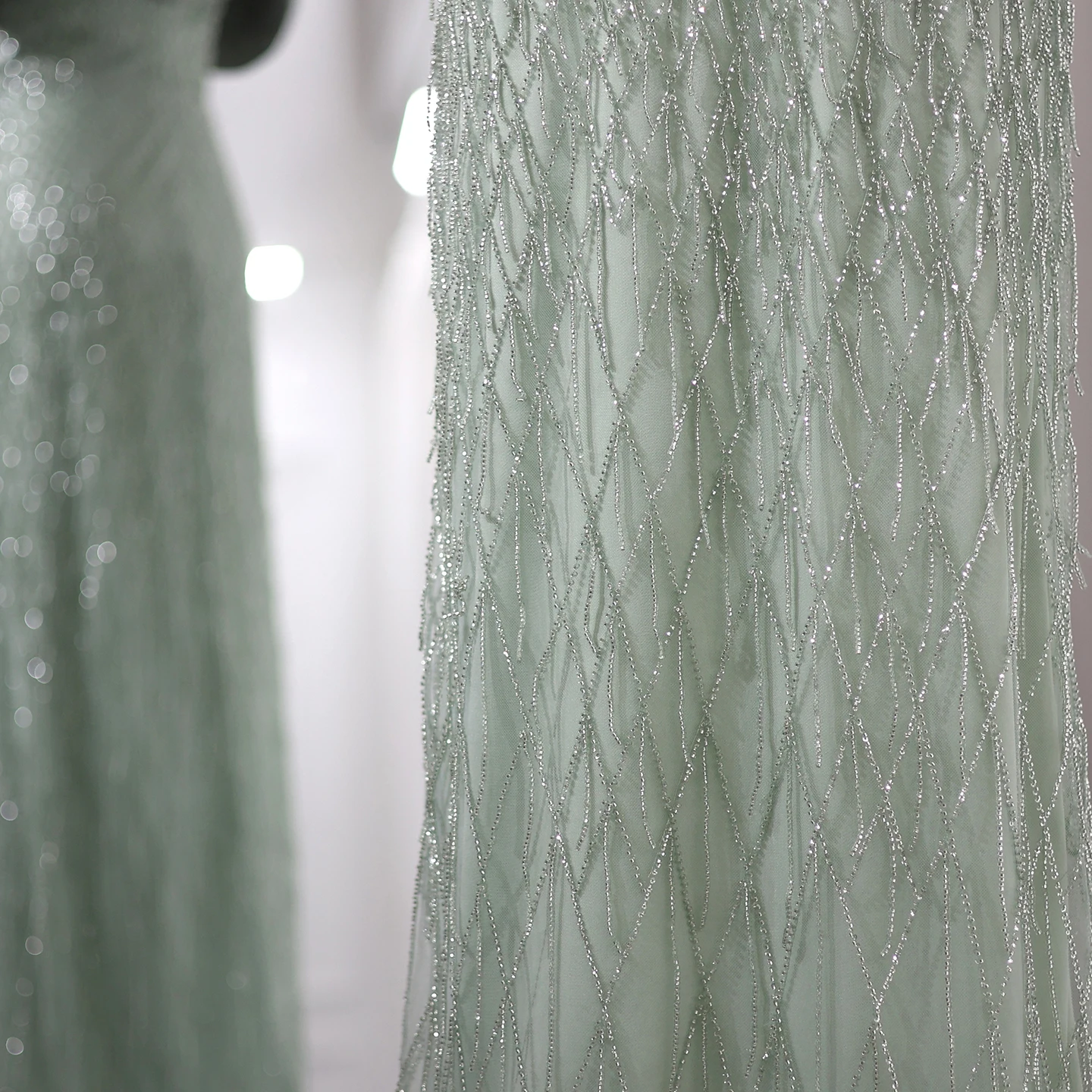 Sharon Said Off Schulter Salbeigrün Dubai Abendkleid Frauen Hochzeit Luxus Quaste Arabisch Formale Party Kleid SS667 Angepasst