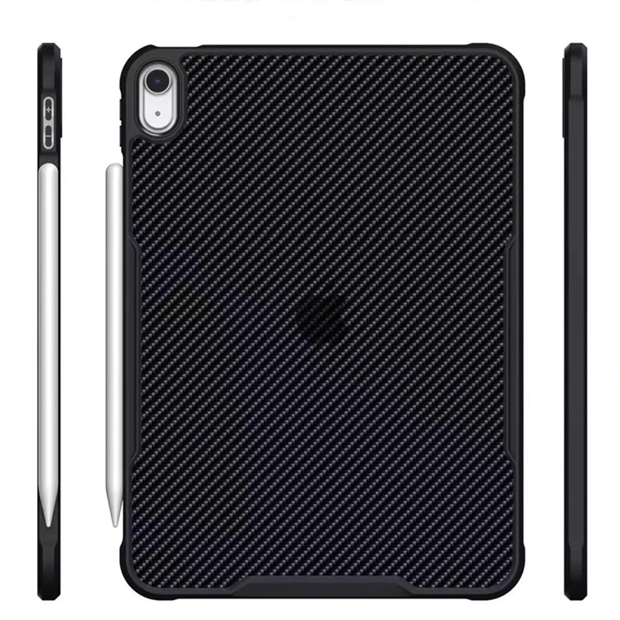 Tablet Case For iPad Air Pro Mini Cases 3 4 5 6 7 8 9 10th 2026 2025 A16 11th Gen 11 13 inch Carbon Fiber Texture Hard Cover