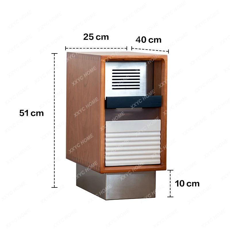A  Medieval cherry wood bedside table Small apartment bedside table Retro solid wood bedroom storage locker