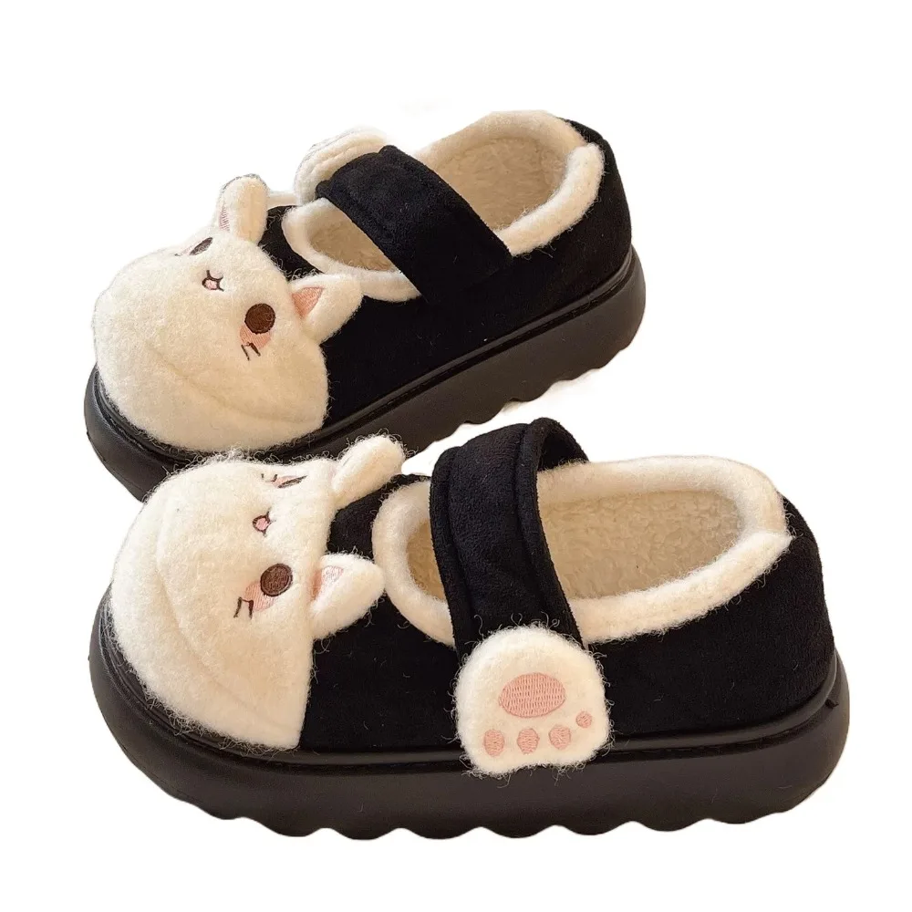 

Fashion Cartoon Cat Paw Shoes Kawaii Homewear Thick Warm Slippers Thick-sole Lolita Mary Jane Cotton Shoes Autumn Winter