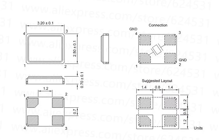 10Pcs/Lot 3225 Passive Crystal Oscillator 8M 8MHZ 8.000MHZ Chip Crystal Oscillator KDS DSX321G Resonator SMD-4