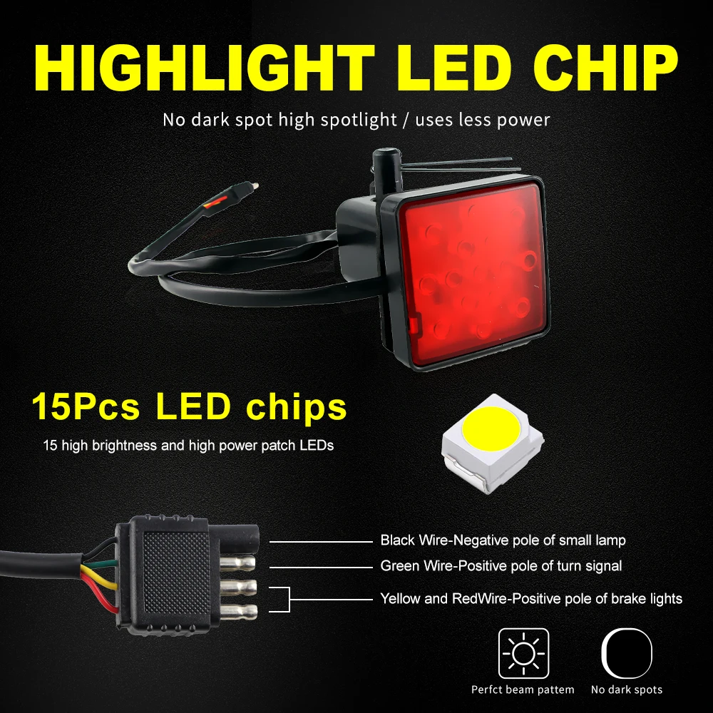 

Светодиодный третий высокоуровневый стоп-сигнал заднего хода, универсальный для всех брендов, грузовиков, внедорожников, фургонов, джипов с приемником класса III 2 x 2 дюйма