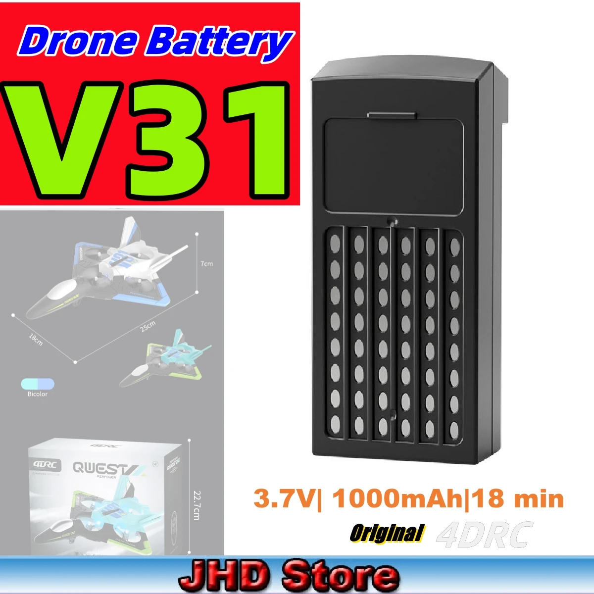 JHD 4DRC V31 Drone Battery Rechargeable Lipo Battery For V31 RC Glider Original Foam Plane V31 Battery With Charge Cub Wholesale