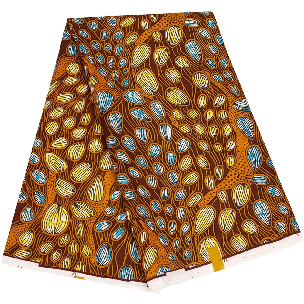 Most Popular African Real Wax Fabric Cotton Nigeria Style High Quality Ankara Golden Gold Print Wax Pagne For Party Dress