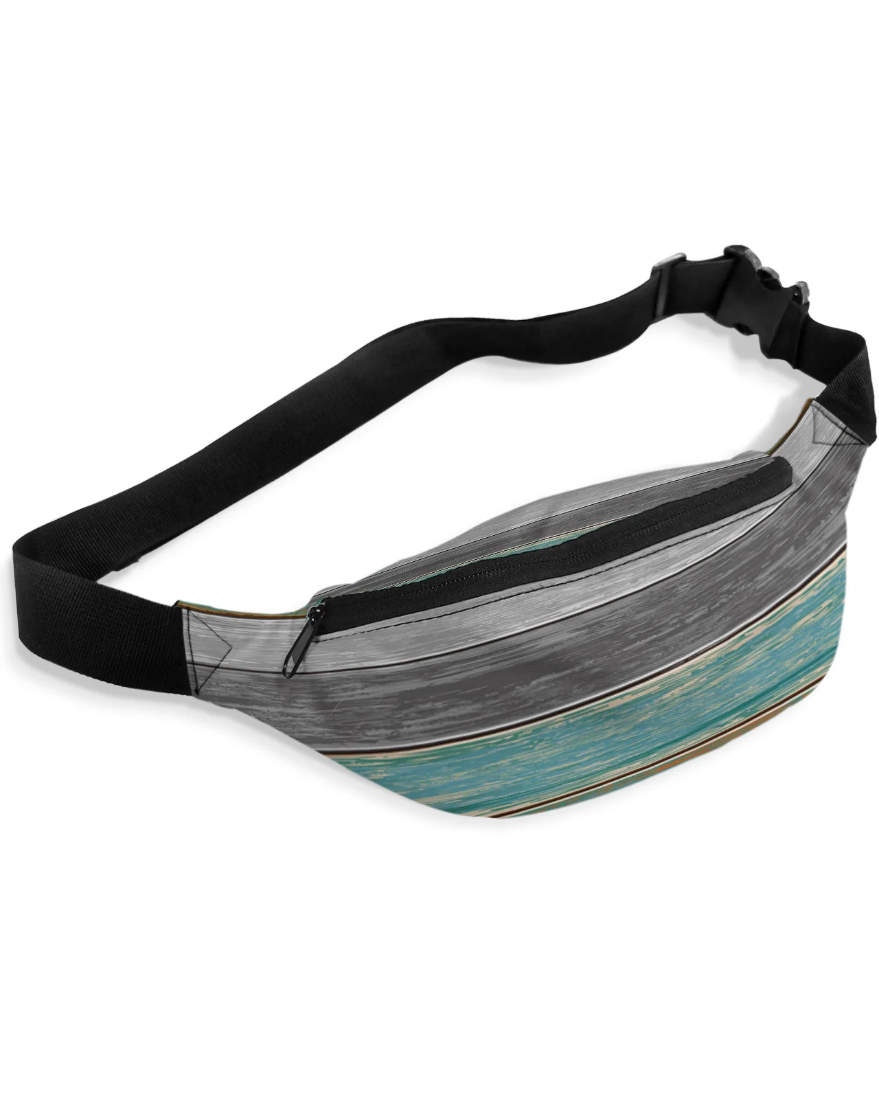 Retro Farm Barn Wood Grain Green Gray Gradient Men Women Waist Bag Fanny Pack Belt Bag Wallet Pouch Waterproof Banana Hip Bags