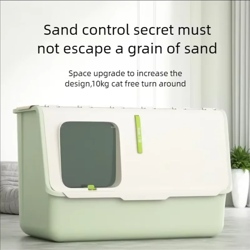 

Extra large enclosed cat toilet, top in anti sand cat litter box, detachable and washable, front lifting cat litter box
