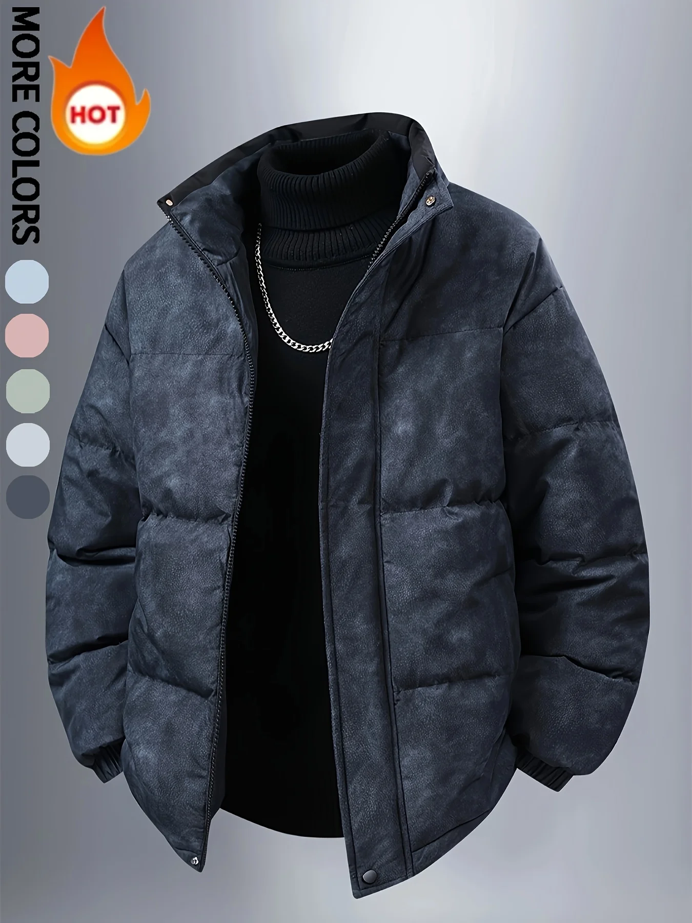 

Мужская ретро-ветрозащитная куртка с градиентом и воротником-стойкой, обычная повседневная осенне-зимняя куртка с теплой подкладкой и длинными рукавами, подходит для мужской повседневной одежды, осенняя одежда, свежая осень