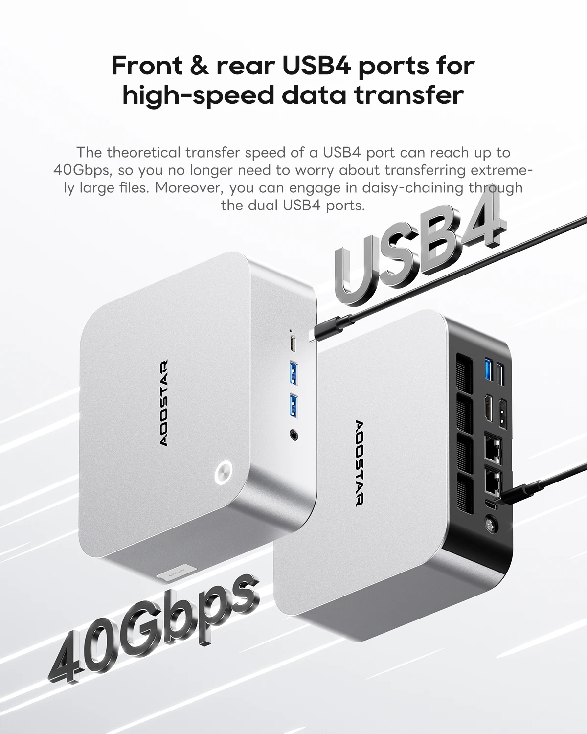 AOOSTAR MACO 미니 PC AMD 라이젠 ™   7 H 255 듀얼 DDR5 5600MT/s 듀얼 M.2 PCIe4.0 SSD WiFi6 BT5.2 듀얼 2.5G LAN OCulink USB4 데스크탑