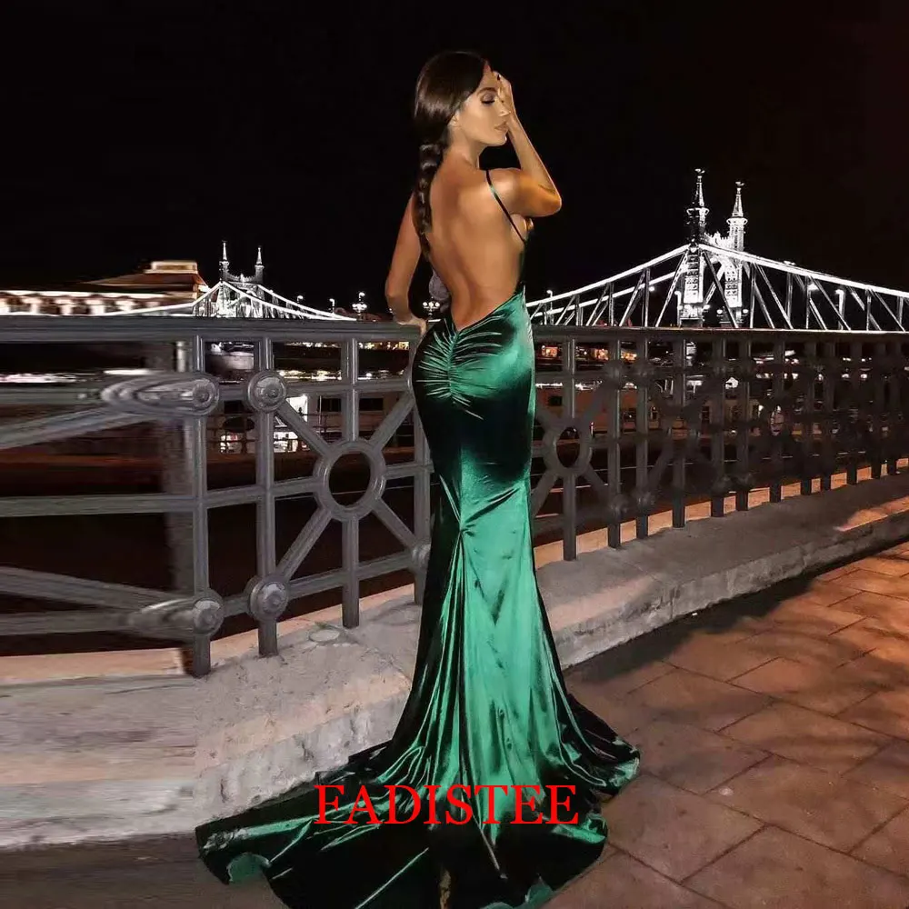 

Customized Sexy Deep V-neck Prom Dresses Mermaid Backless Sweep Train Long Evening Party Gown Spaghetti Straps Vestidos De 2025