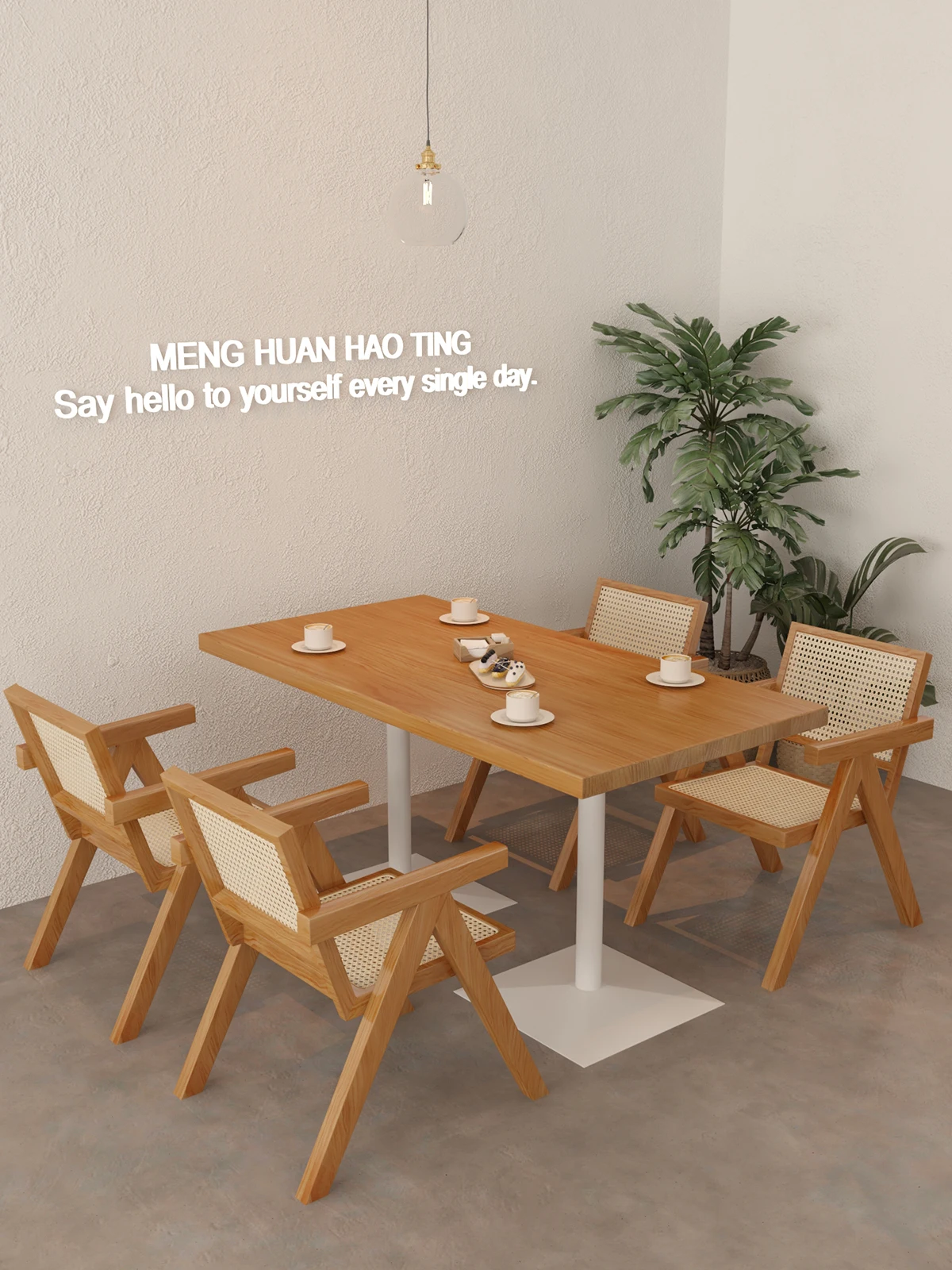 

Wabi Sansan wrought iron solid wood semicircular small table celebrity restaurant oval table commercial coffee milk tea