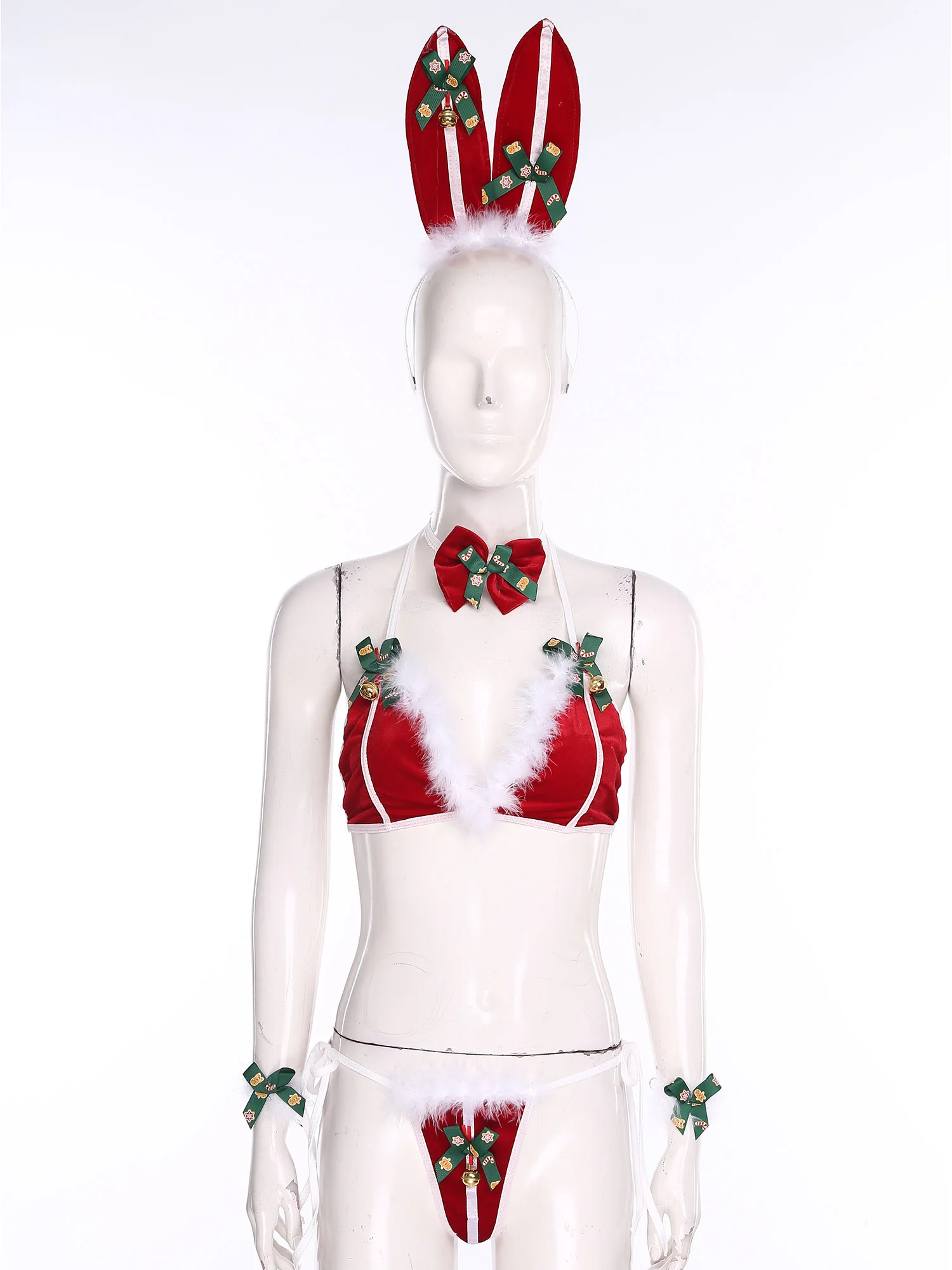 

Christmas Lingerie Tempting Nightwear Bra Sets Adult Women Alluring Mrs Santa Role Play Nightwear for Couple's Dating Nightwear