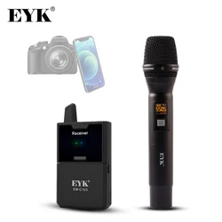 EYK-EW-C100 de un solo canal, micrófono de mano Inalámbrico UHF con función de Monitor para teléfono inteligente, cámaras DSLR, entrevista, grabación de vídeo